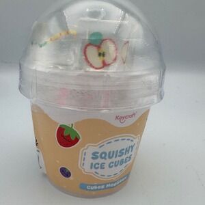 Keycraft Squishy Ice Cubes ASMR Peach Fruit Sensory Fidget Toy Sealed Cup